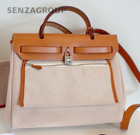 Hermes Herbag31 Top Handle Bag Shoulder Bag Crossbody Brown Silver Women Fashion