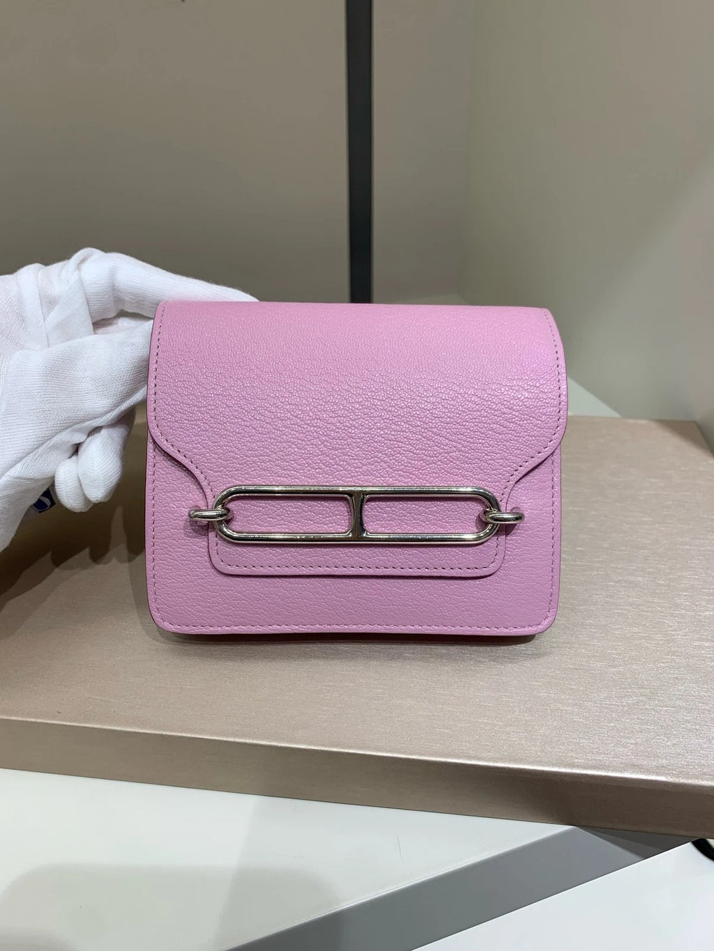 Hermes Roulis Slim Goat Leather Purple Silver Wallet For Women