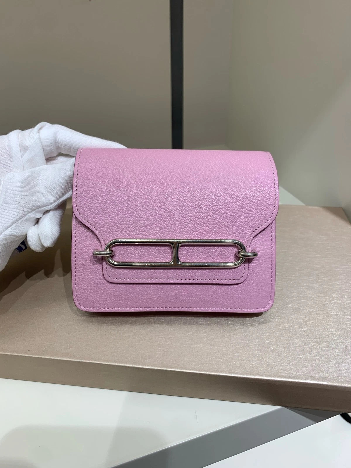Hermes Roulis Slim Goat Leather Purple Silver Wallet For Women