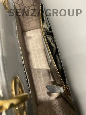 Dior Lady Dior Bag with Charms, Gray Gold, Crossbody & Top Handle