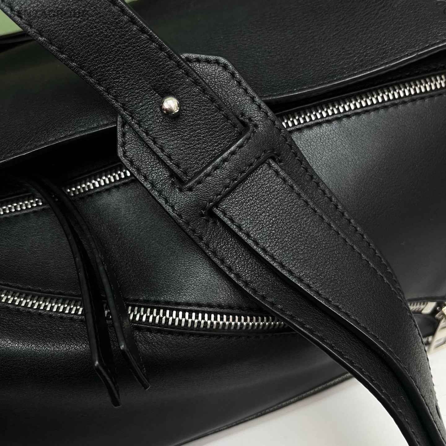 Loewe Puzzle MM Shoulder Bag Crossbody Black Silver Women Classic