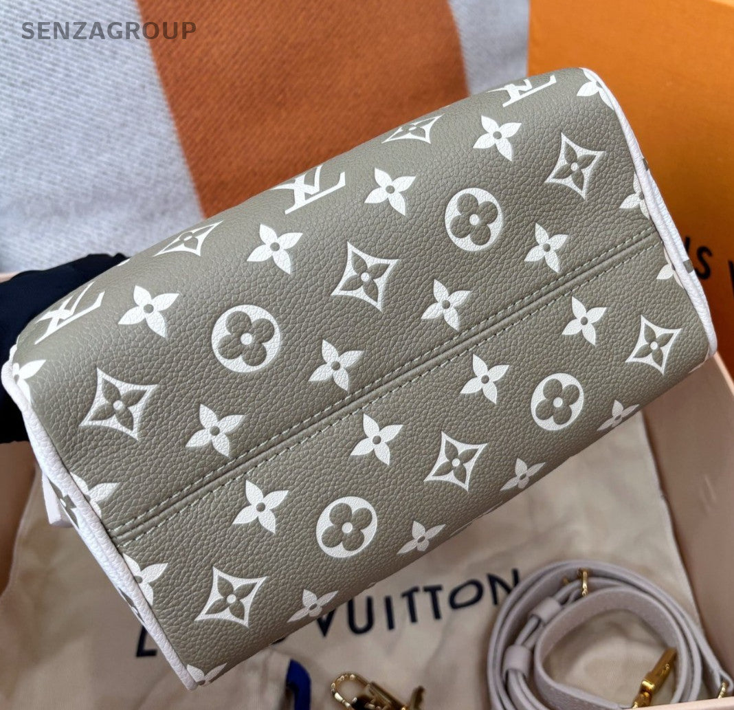 Louis Vuitton Speedy20 Monogram Calfskin Top Handle Crossbody Green Gold Women