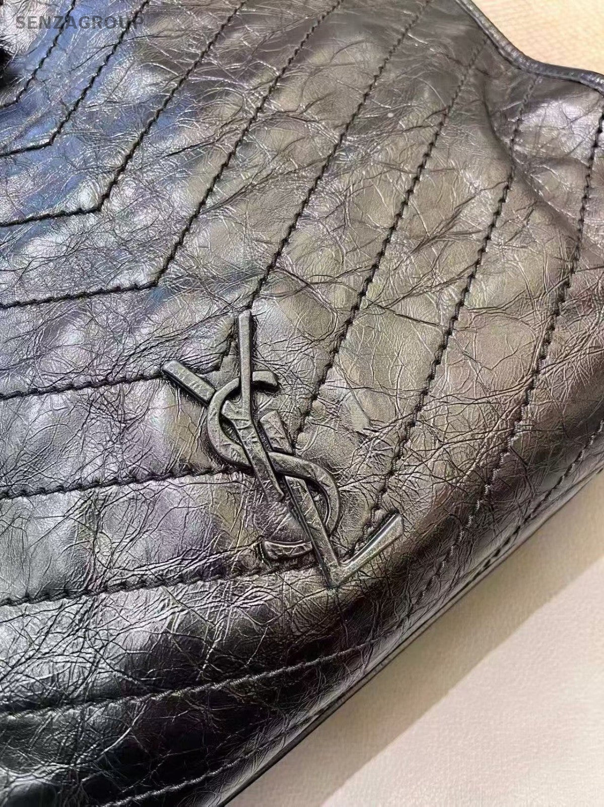 Saint Laurent Niki Shopping Bag Chain Tote Shoulder Bag Black Silver Used Women