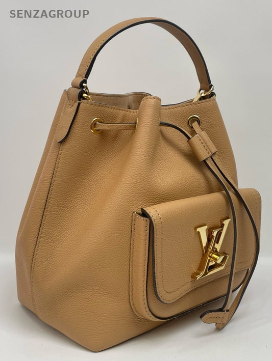 Louis Vuitton Lockme Bucket Drawstring Shoulder Crossbody Bag Brown Women