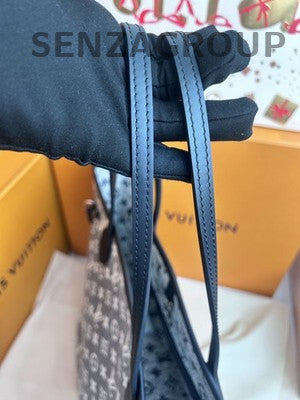 Louis Vuitton Neverfull Monogram Denim Grey Tote Bag Women Classic