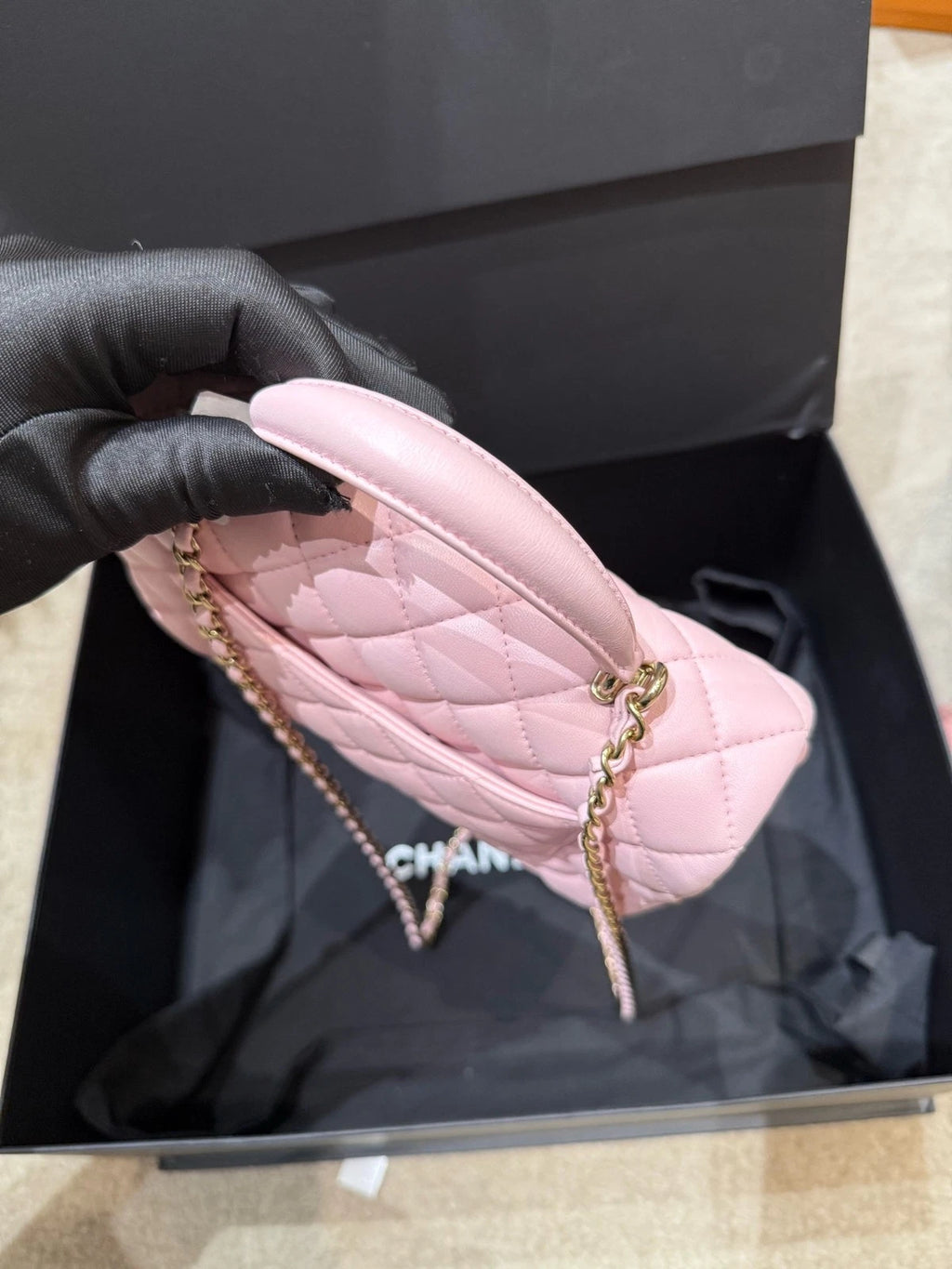 CHANEL New Sakura Pink Large Mini Top Handle Bag For Women