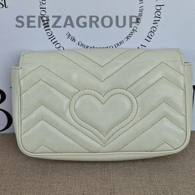 Gucci Marmont Mini Chain Shoulder Bag in White Gold - Women's Fashion