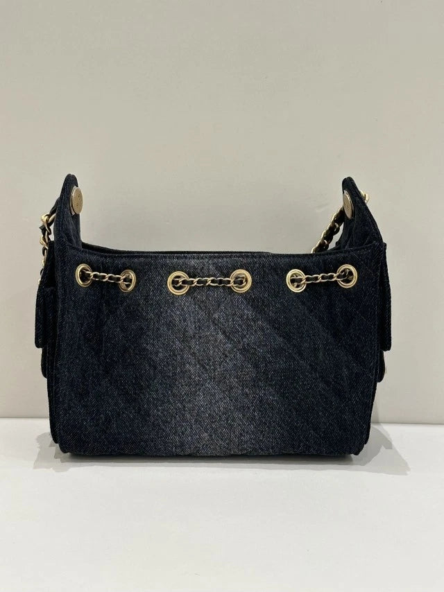 CHANEL 25Bag Mini Dark Denim Tote Shoulder Bag For Women