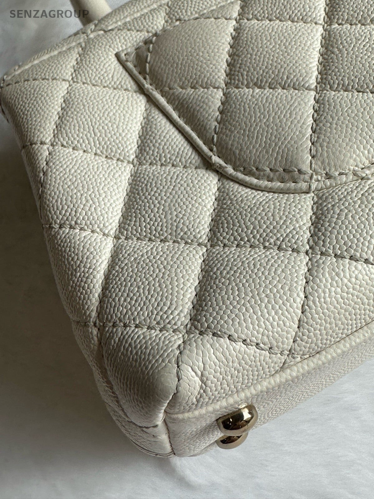 Chanel Coco Handle PM Top Handle Bag Chain Crossbody White Gold Diamond Women