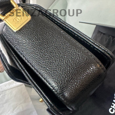 Chanel 24K Quilted Calfskin Mini Chain Shoulder Crossbody Bag Black Gold