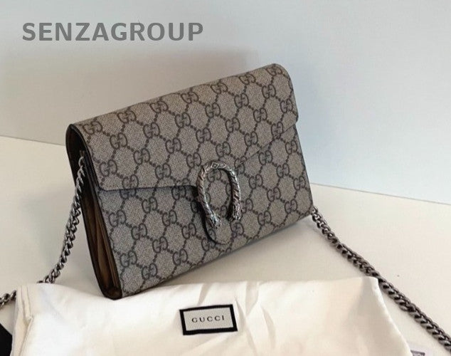 GUCCI Dionysus Woc Monogram Chain Shoulder bag Crossbody camel color Women