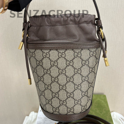 Gucci GG Marmont Mini Bucket Bag Brown Gold Hardware Crossbody
