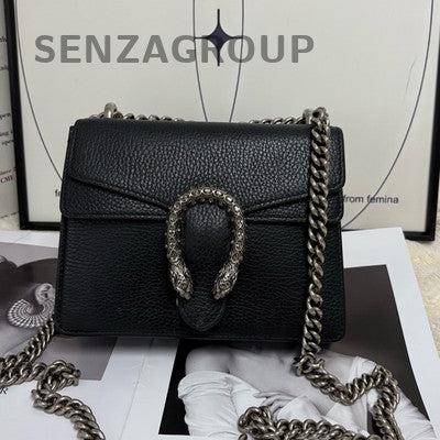 Gucci Black Silver Snake Head Chain Shoulder Crossbody Bag Women Classic