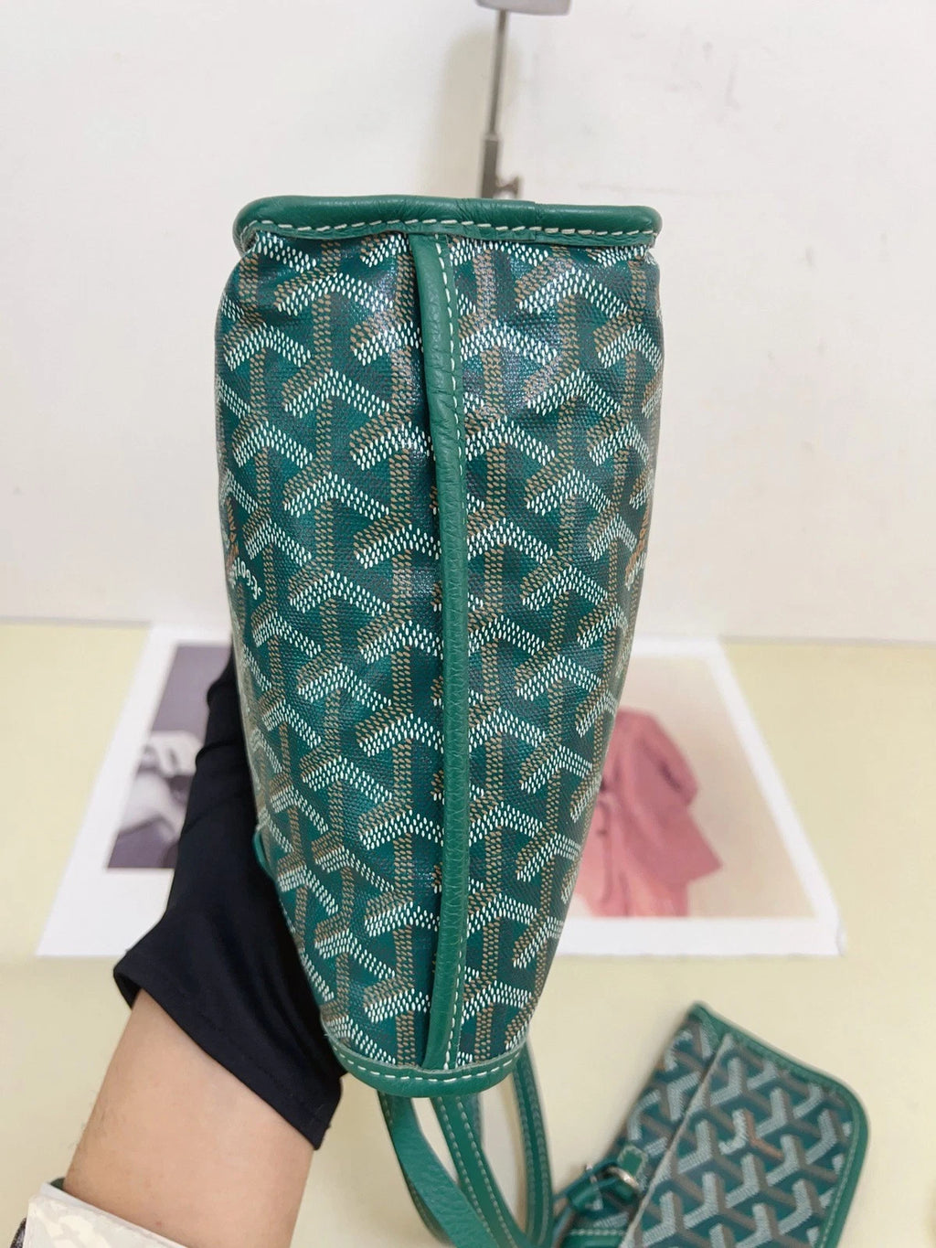 Goyard Tote Mini Green Silver Shoulder Bag Used Women Classic