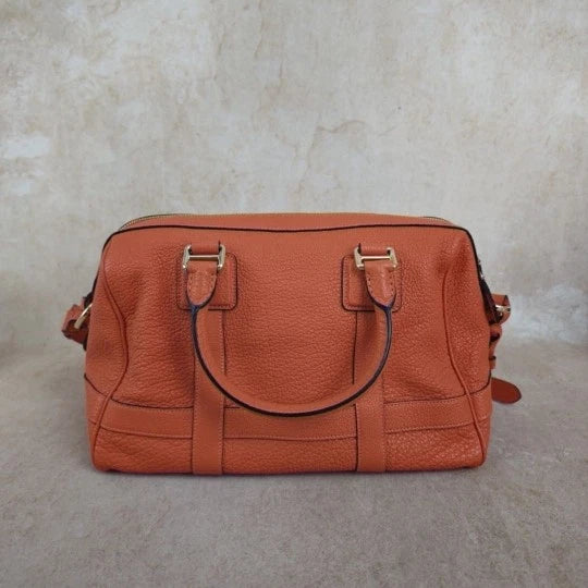 Loewe Vintage Orange Leather Boston Bowling Handbag For Women