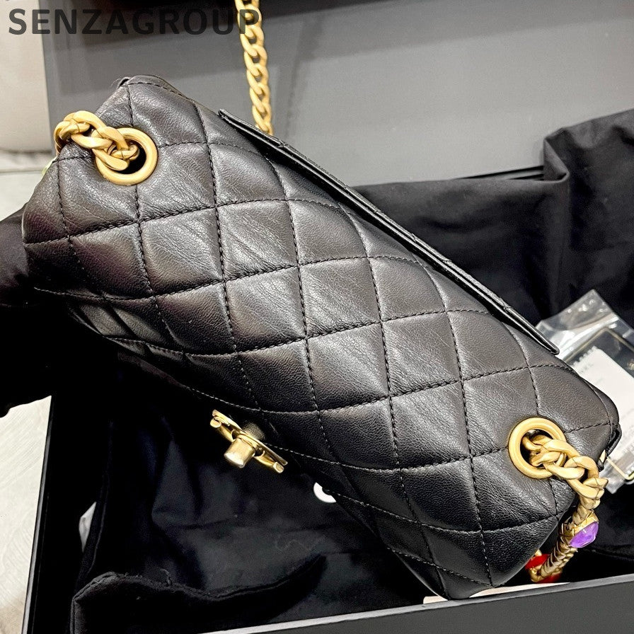 Chanel Black Gold CF Chain Quilted Shoulder Crossbody Bag - Women's Fashion