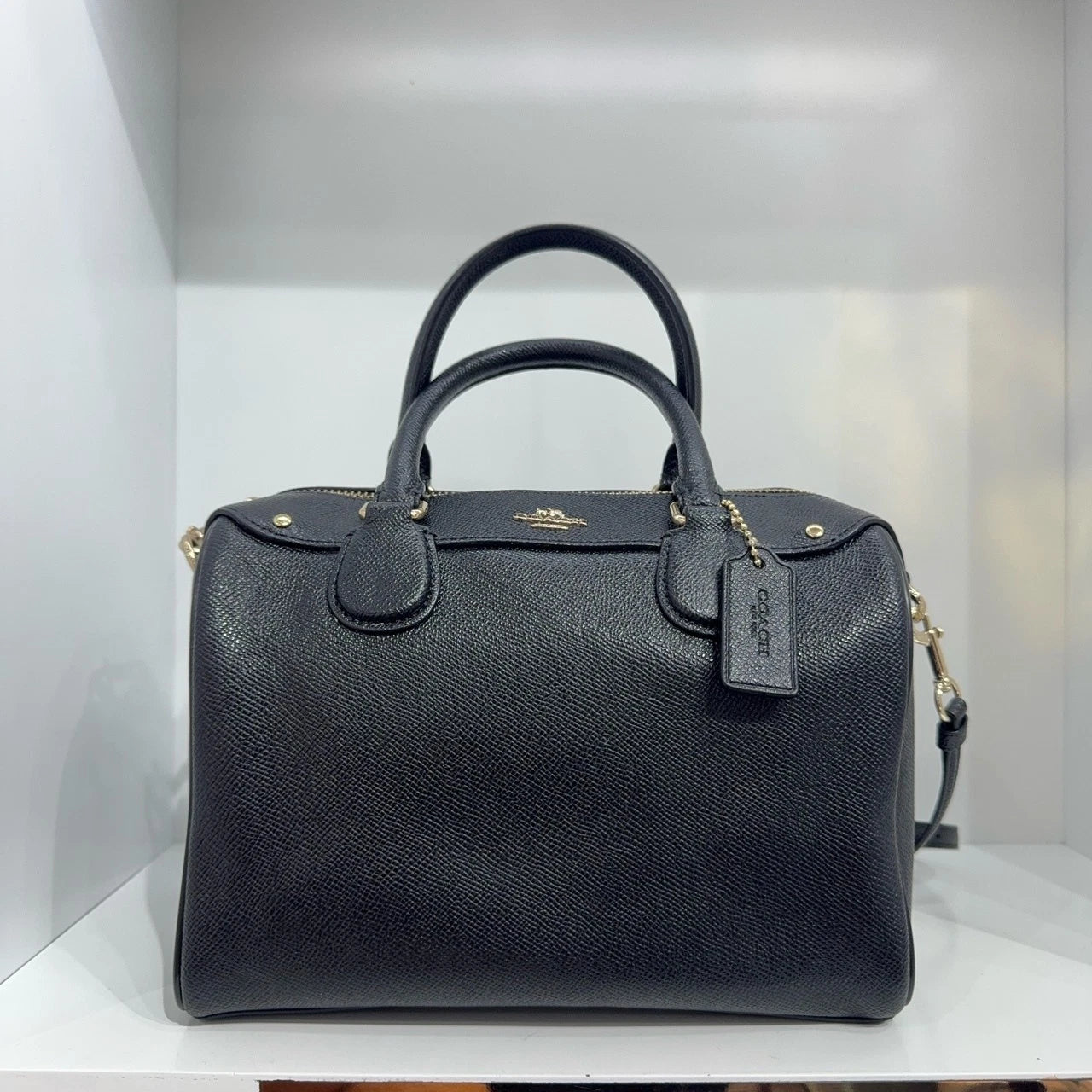 Coach Black Solid Boston Bag Handbag Crossbody Shoulder Bag Women