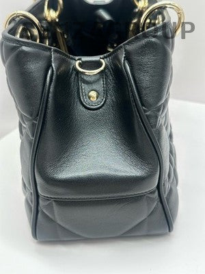 Dior Lady Dior Medium Black Gold Cannage Shoulder Handbag Classic