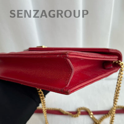 Saint Laurent Small Classic Red Gold Envelope Chain Shoulder Crossbody Bag