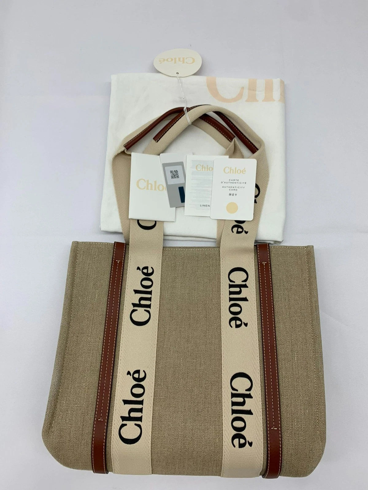 Chloe Medium WOODY Canvas Tote Handbag For Women