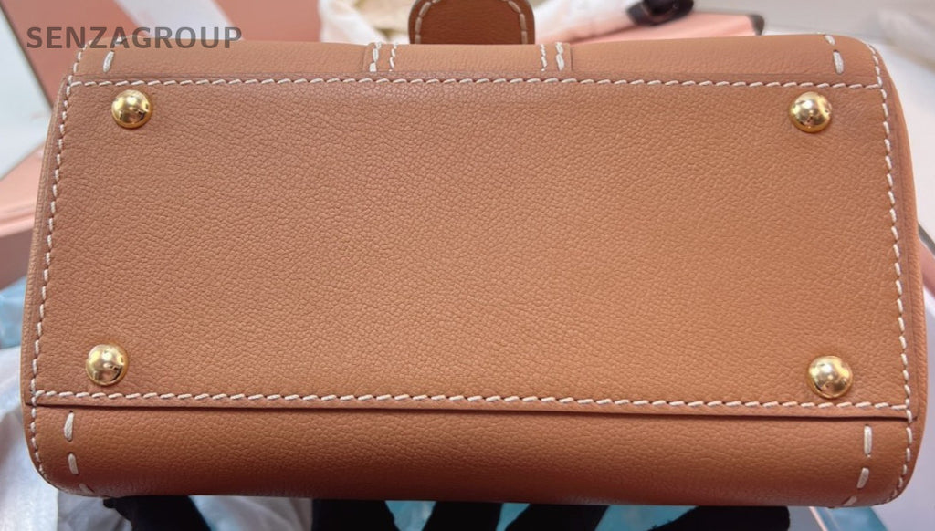 Delvaux Brilliant Mini Top Handle Bag Brown Gold Used Women Classic Designer