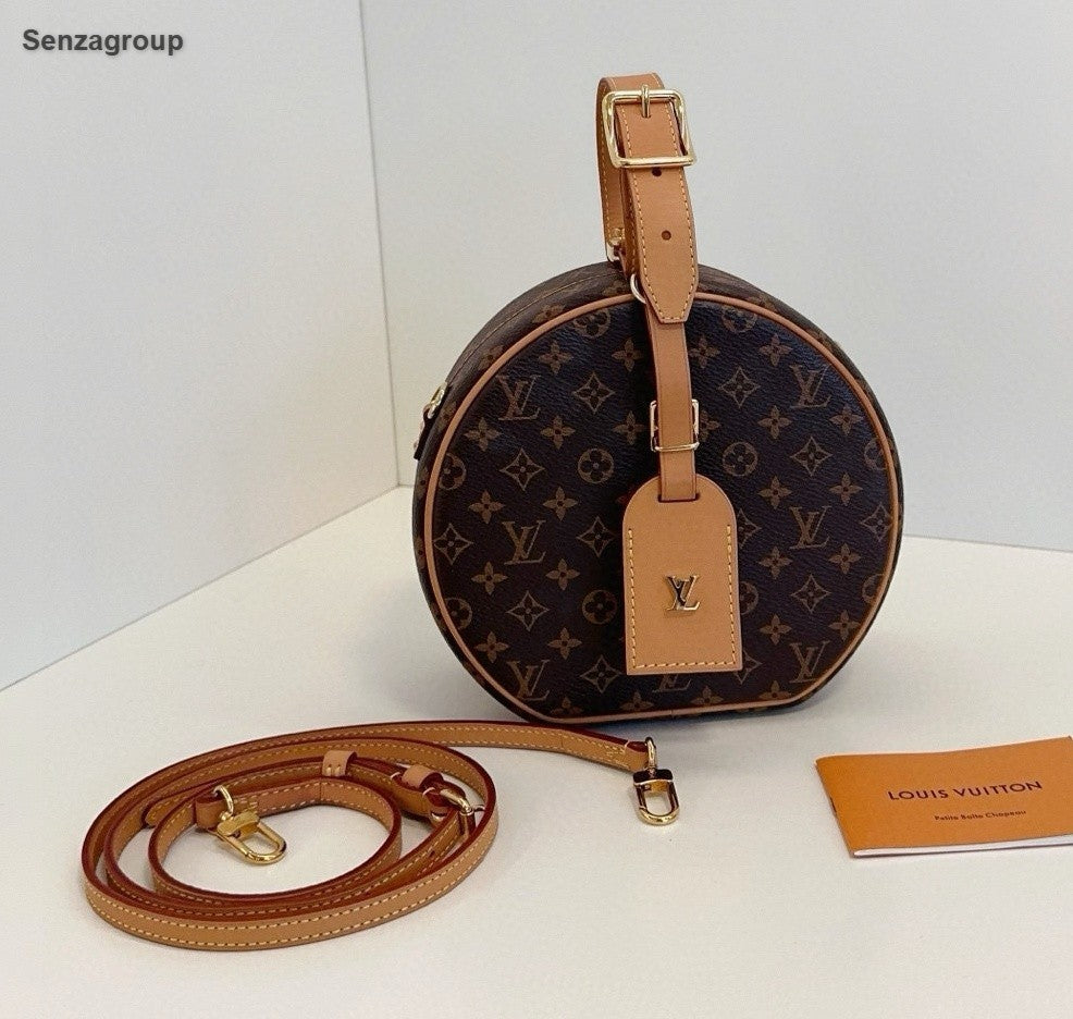 Louis Vuitton Petite Boite Chapeau Monogram Top Handle Crossbody Brown Women