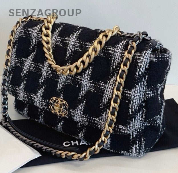 Chanel 19Bag GM Chain Shoulder Bag Crossbody Black Gold Women Classic