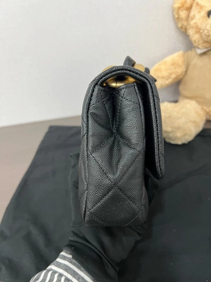 CHANEL 24P Black Mini Square Crossbody Bag For Women