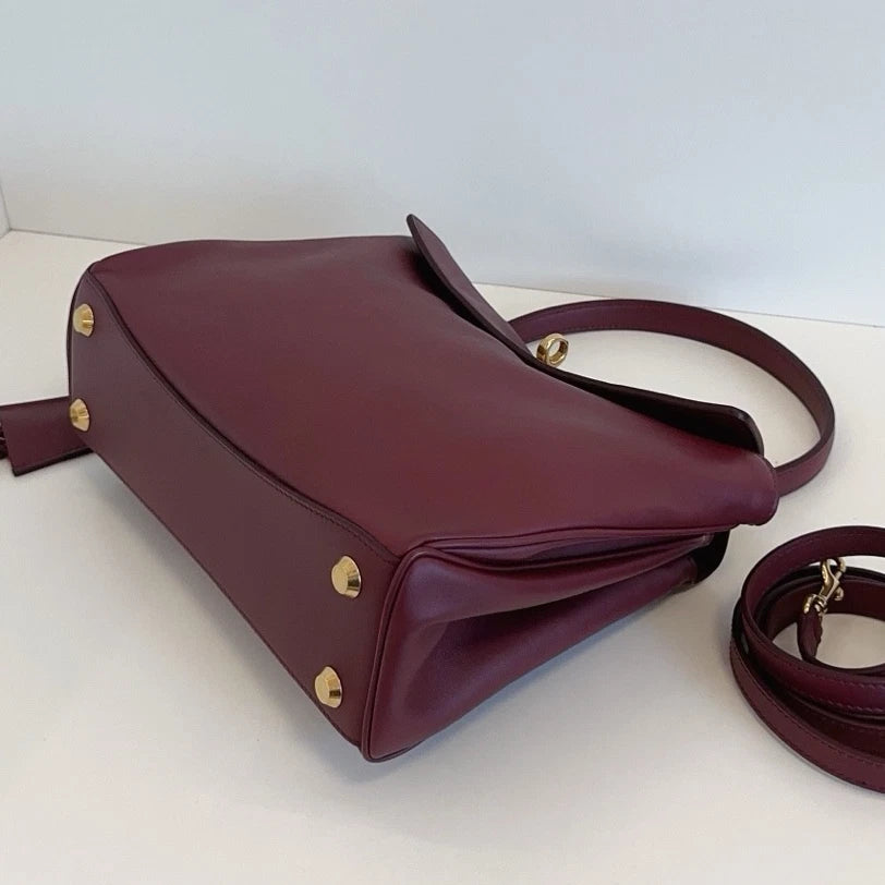 Excellent Balenciaga Rodeo PM 2Way Red Top Handle Bag Crossbody Gold Hardware