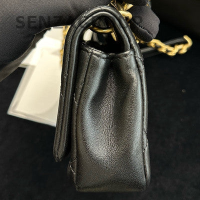 Chanel 21P Quilted Black Gold Chain Shoulder Bag