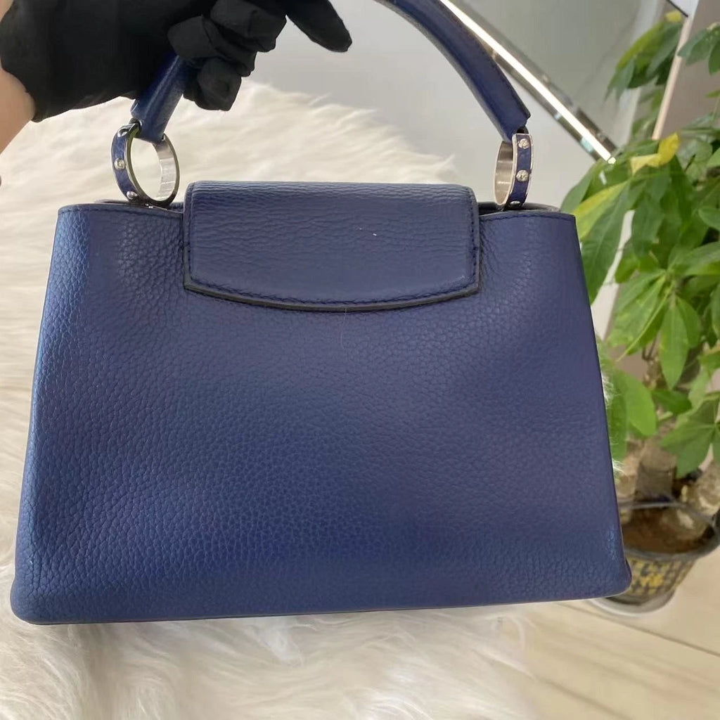 Louis Vuitton Capucines BB Handbag Blue Silver Classic Women's Bag