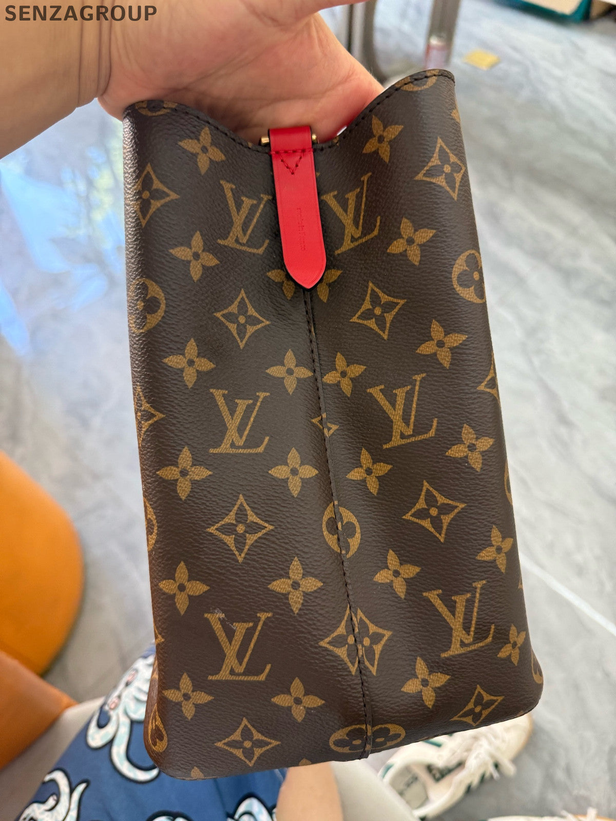 Louis Vuitton Monogram Red Drawstring Bucket Shoulder Bag Classic Women