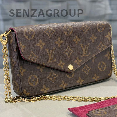 Louis Vuitton Monogram Chain Shoulder Bag Brown Gold Hardware Classic Women