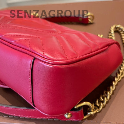 Gucci Marmont GG Red Gold Chain Shoulder Crossbody Bag Classic Fashion