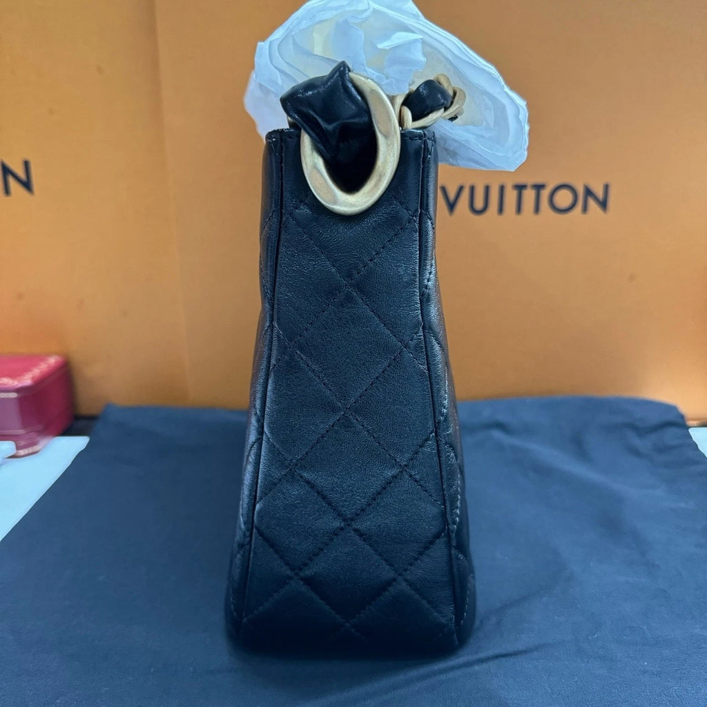 CHANEL Large Black Gold Hobo Shoulder Bag For Women