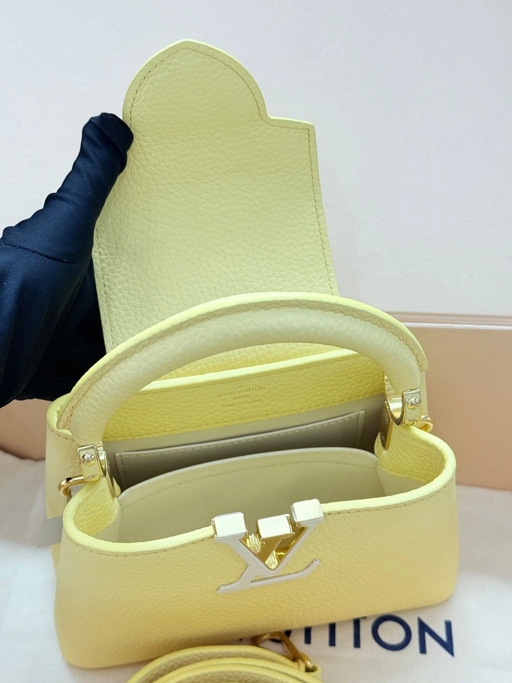 Louis Vuitton Calfskin Capucines Mini Shoulder Bag for Women Yellow