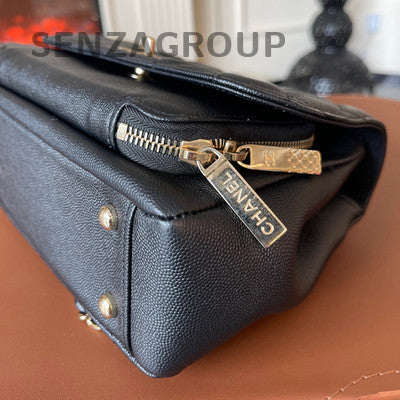 Chanel Quilted Calfskin Chain Shoulder Crossbody Bag Black Gold