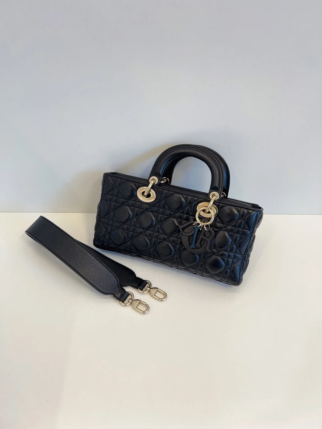 Dior Lady Dior Black Crossbody Handbag Excellent
