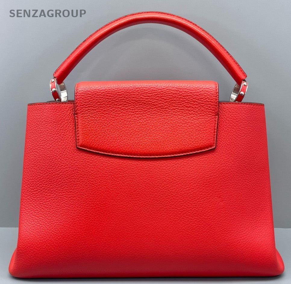 Louis Vuitton Capucines GM Top Handle Bag Red Silver Used Women Classic