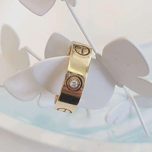 Cartier Love Classic Ring 3Point Diamonds 18k Yellow Gold EU52/US6 5.5mm