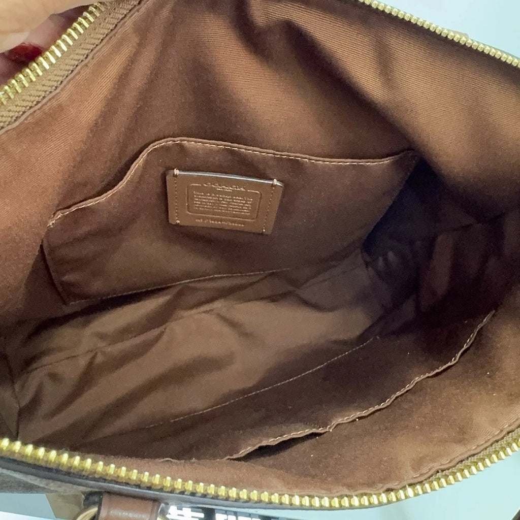 Coach Women's Brown Monogram PVC Canvas Leather Tote Shoulder Bag