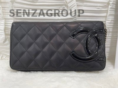 Chanel Quilted Black Silver Long Wallet Clutch - Classic Women's