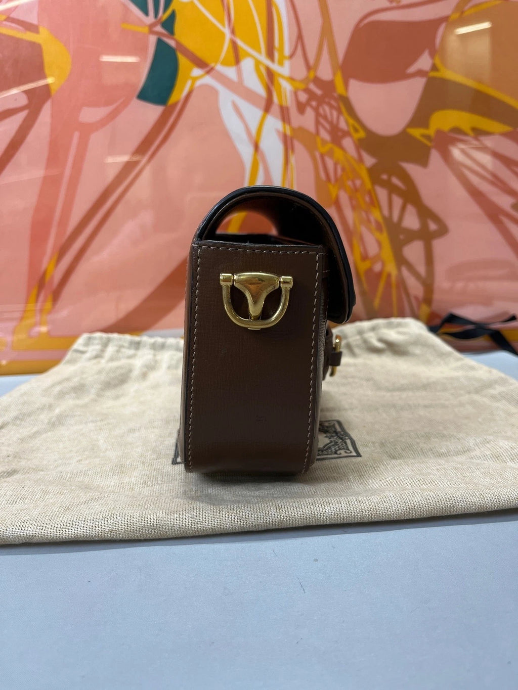 Gucci 1955 Horsebit Canvas Baguette Shoulder Bag For Women