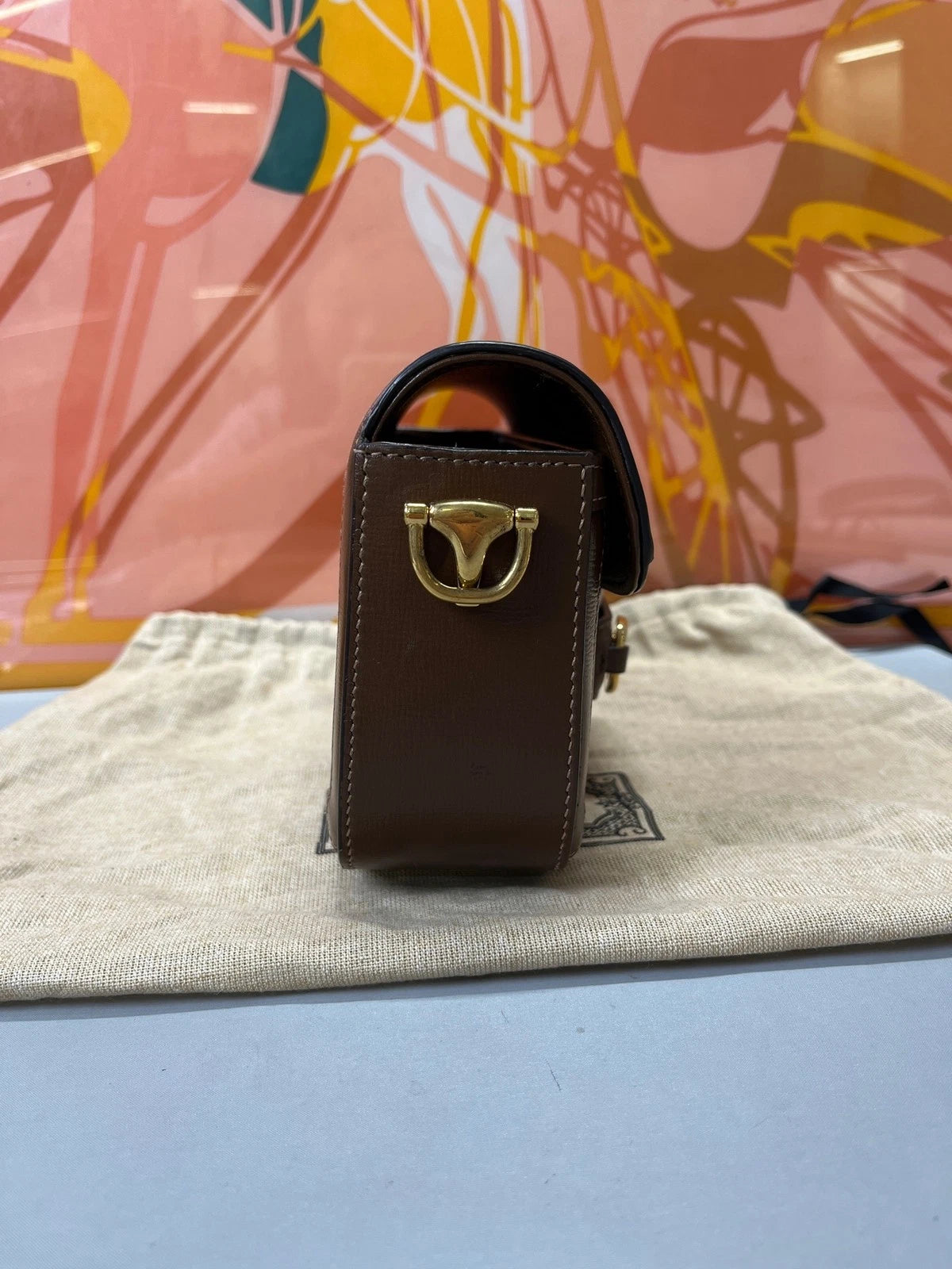 Gucci 1955 Horsebit Canvas Baguette Shoulder Bag For Women