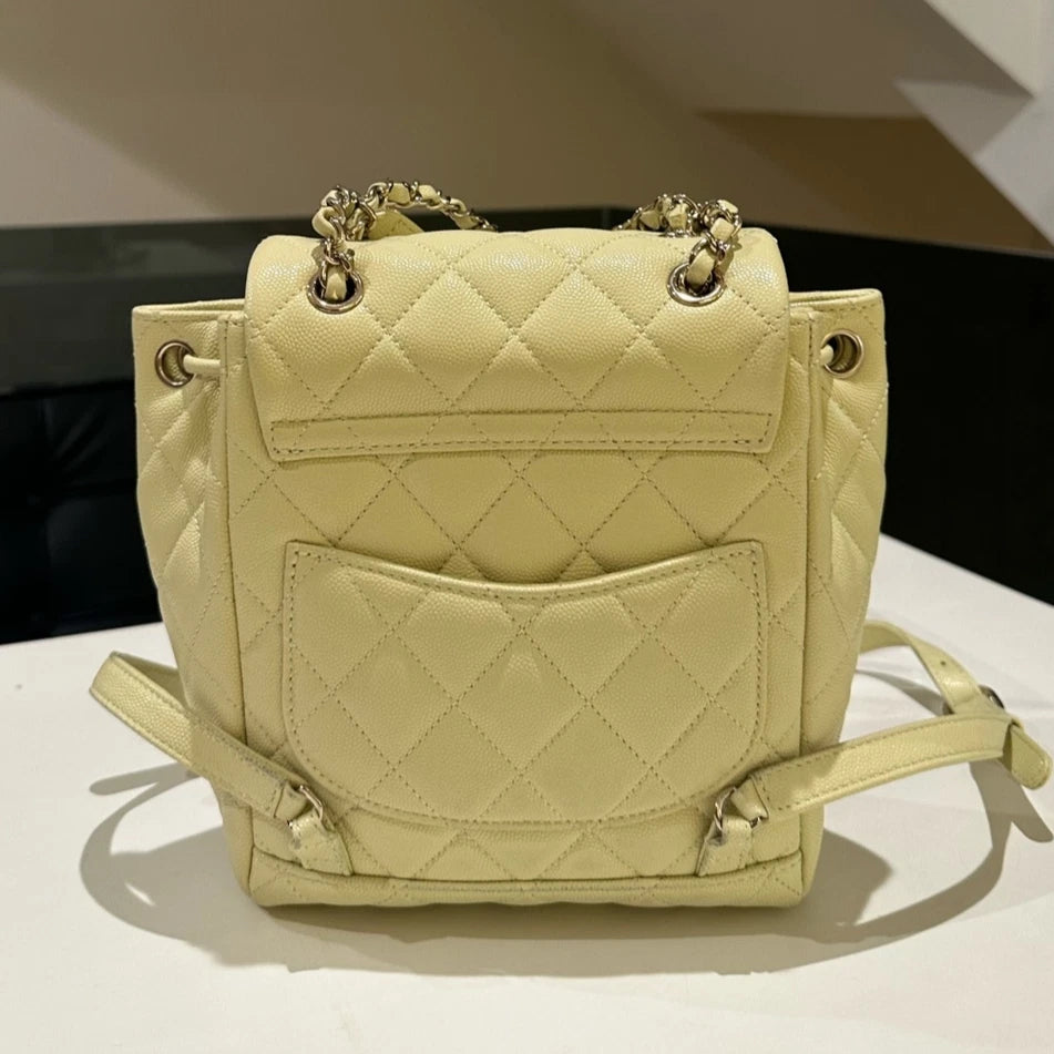 Chanel Salzburg Backpack Yellow Gold Hardware Quilted Classic Women's Bag