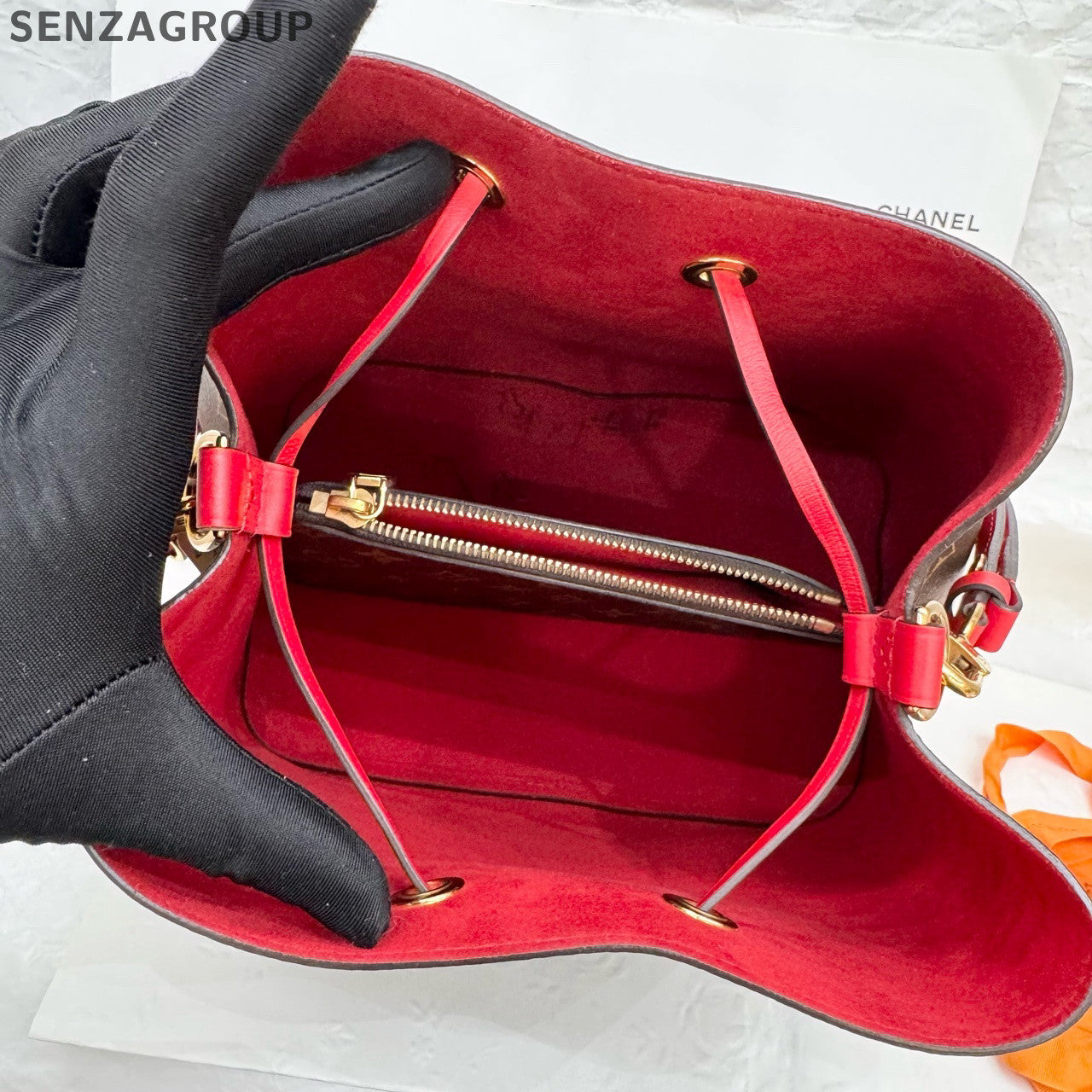 Louis Vuitton Monogram Bucket Bag Brown Red Women's Classic