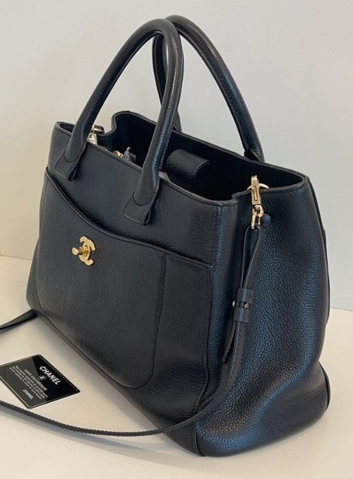 CHANEL Cerf tote Top Handle 2WAY Crossboy bag Black Gold Women