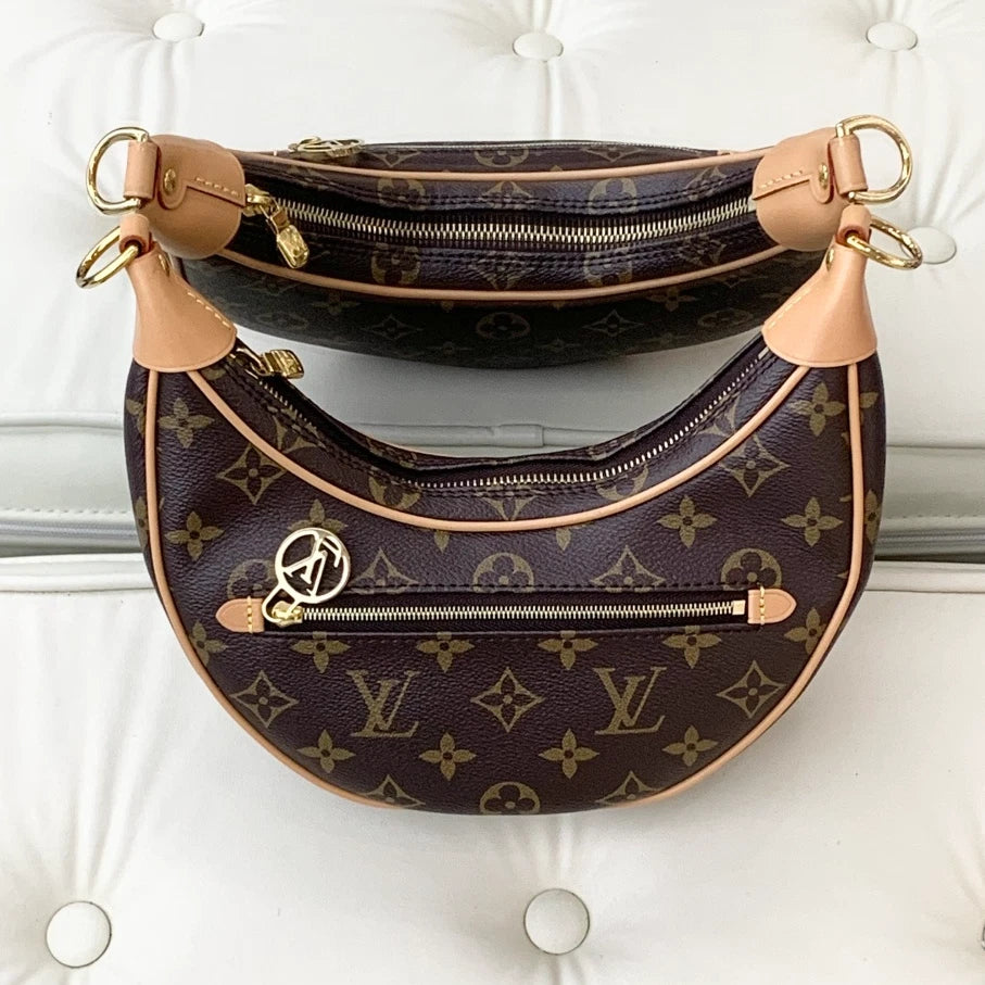 Louis Vuitton Loop Monogram Brown Gold Shoulder Bag Chain Bag Excellent