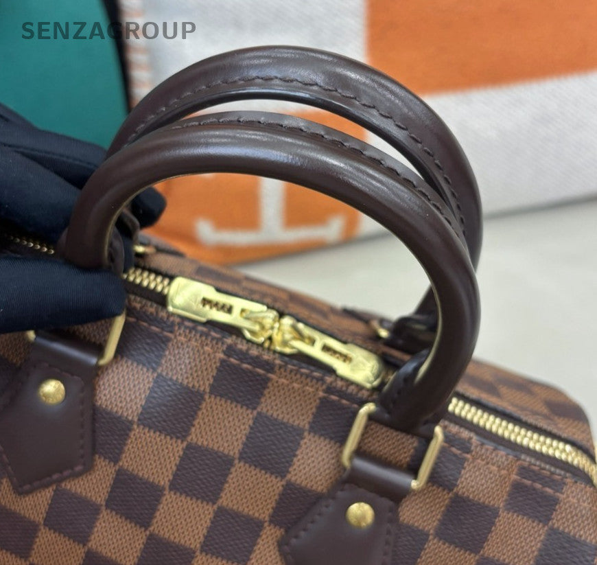 Louis Vuitton Speedy25 Top Handle Bag Crossbody Brown Gold Women Classic