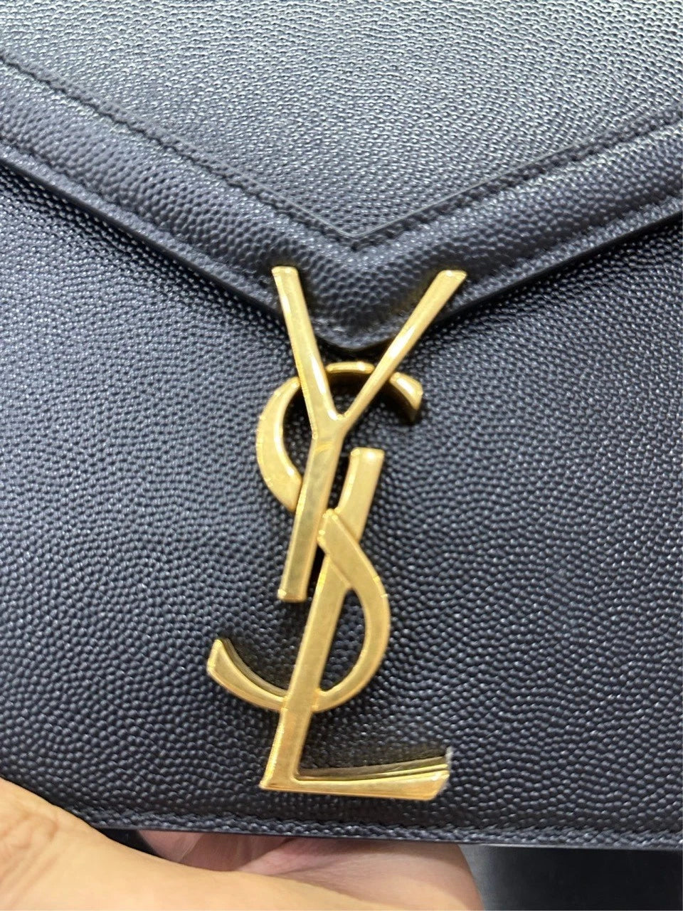 Saint Laurent Black Gold Leather Medium Envelope Chain Bag For Women